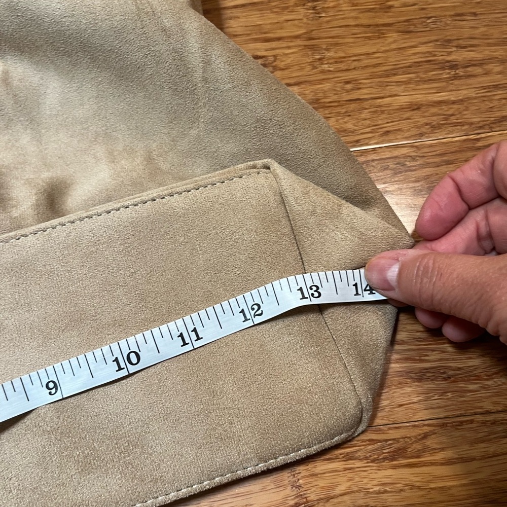 NEW! Faux Vegan Tan Beige Slouchy Suede Hobo Shoulder Bag with matching Purse - Picture 8 of 14